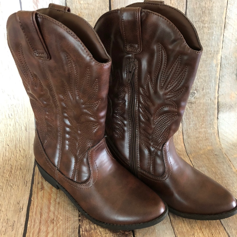 Brown Western Boots Girls Size 5 NWOT